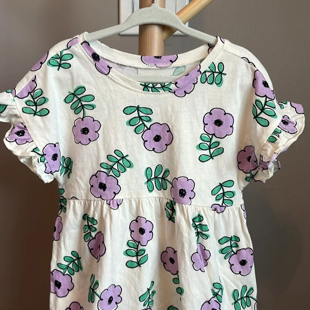 Old Navy White Dress with Lavender Floral Print